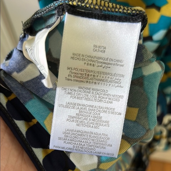 BCBGMaxAzria Blue and Yellow Flutter Sleeve Laila Dress size M - Picture 7 of 8